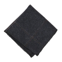 Corbata de tweed a cuadros de espiga de mezcla de lana para hombre - Azul marino