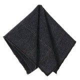 Corbata de tweed a cuadros de espiga de mezcla de lana para hombre - Azul marino