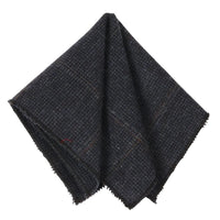 Corbata de tweed a cuadros de espiga de mezcla de lana para hombre - Azul marino
