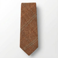 Corbata de tweed a cuadros de espiga de mezcla de lana para hombre - Roble