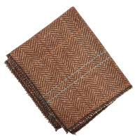 Corbata de tweed a cuadros de espiga de mezcla de lana para hombre - Roble