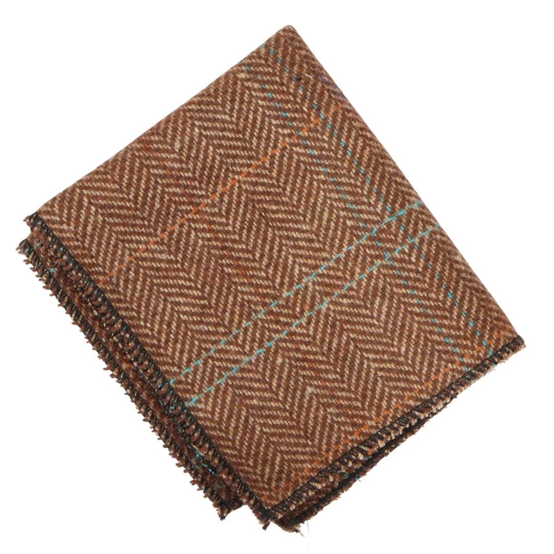 Corbata de tweed a cuadros de espiga de mezcla de lana para hombre - Roble