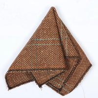 Corbata de tweed a cuadros de espiga de mezcla de lana para hombre - Roble