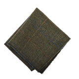 Corbata de tweed a cuadros de espiga de mezcla de lana para hombre - Oliva