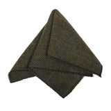 Corbata de tweed a cuadros de espiga de mezcla de lana para hombre - Oliva