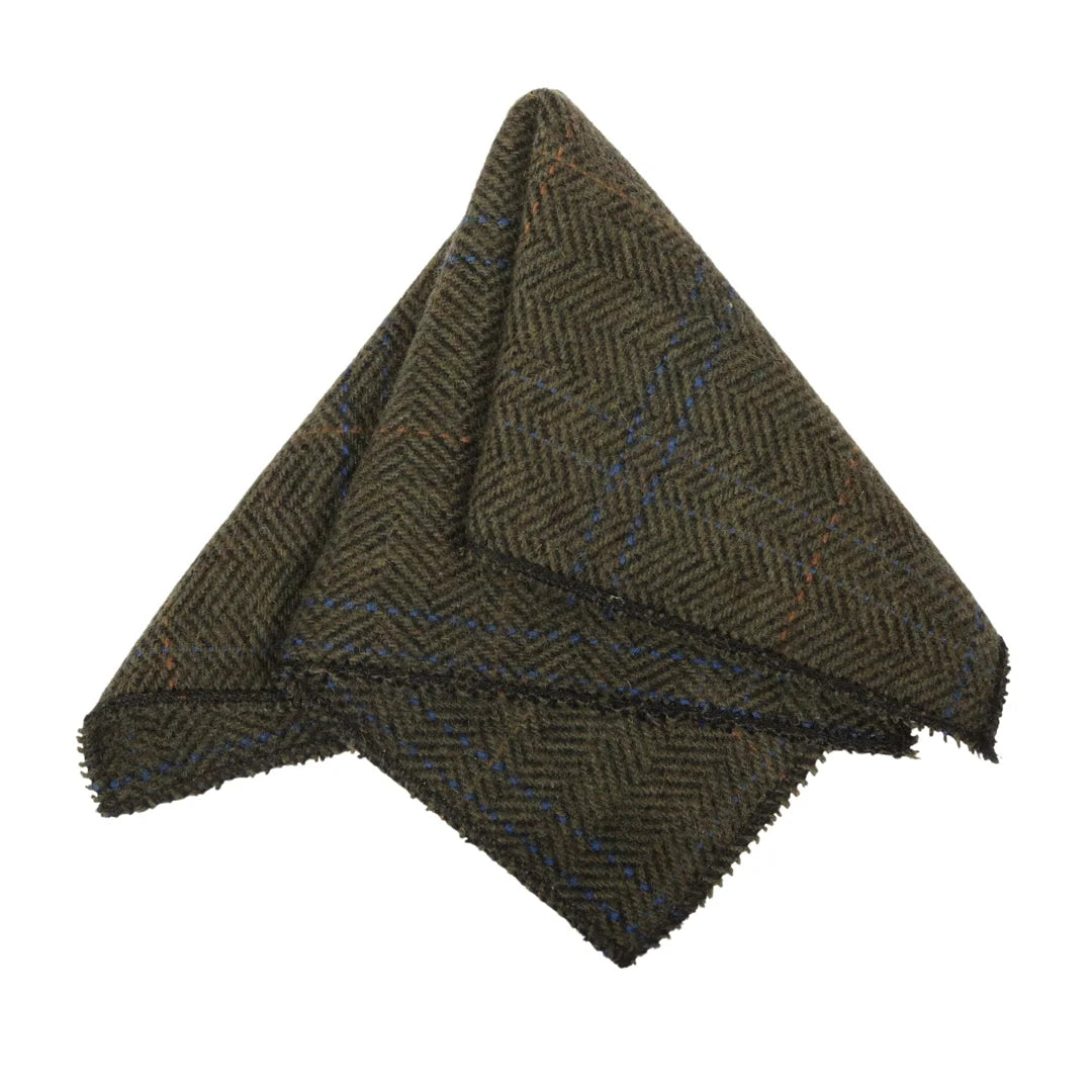Corbata de tweed a cuadros de espiga de mezcla de lana para hombre - Oliva
