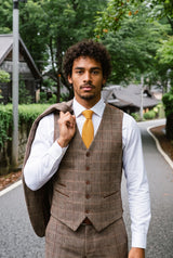 Corbata de punto amarilla para hombre