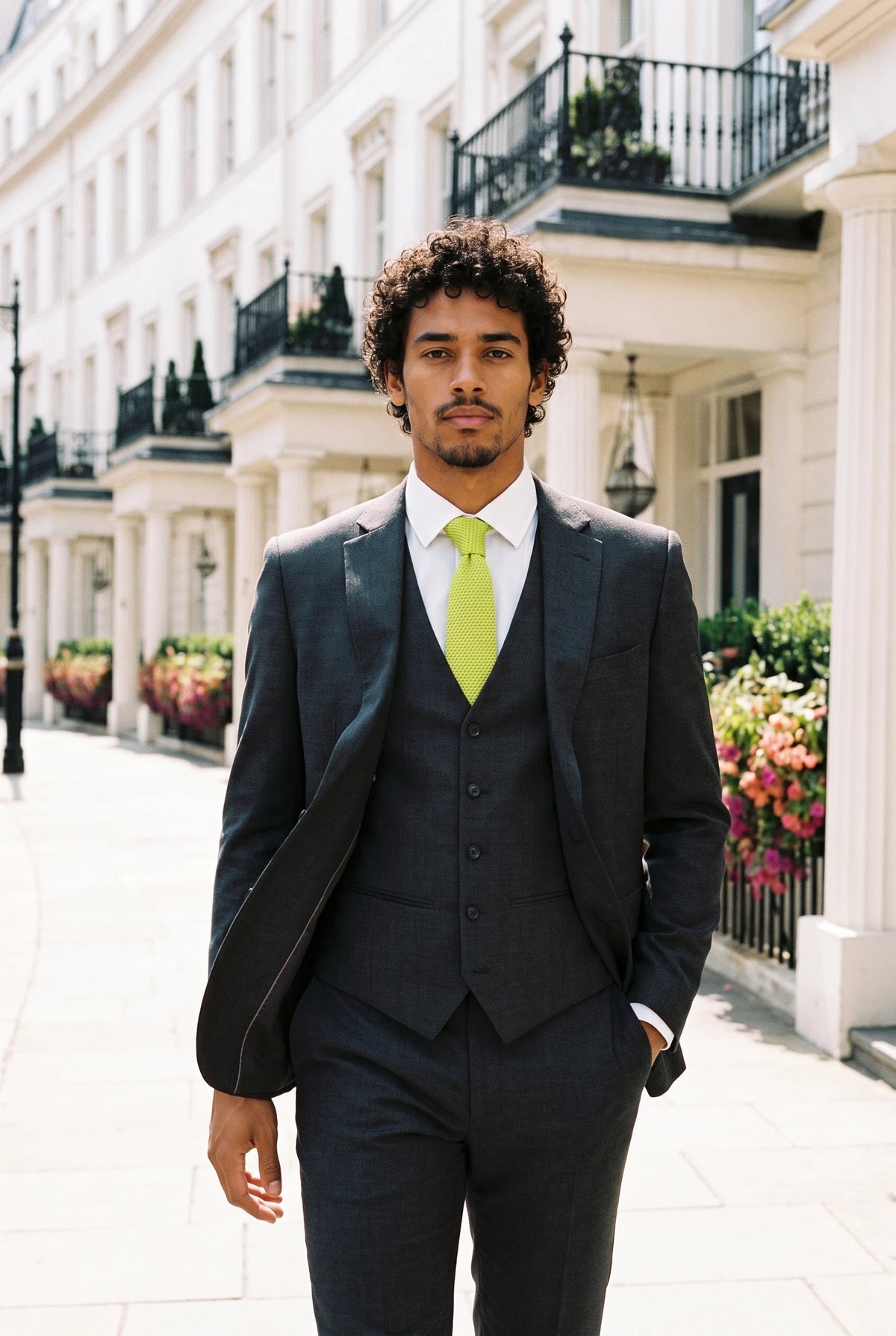 Corbata de punto amarilla para hombre