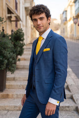 Conjunto de corbata amarilla para hombre con pañuelo de bolsillo y gemelos.