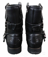 Botines de hombre estilo punk rock gótico emo con cremallera y hebilla de cuero marrón y negro.