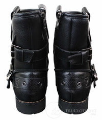 Botines de hombre estilo punk rock gótico emo con cremallera y hebilla de cuero marrón y negro.
