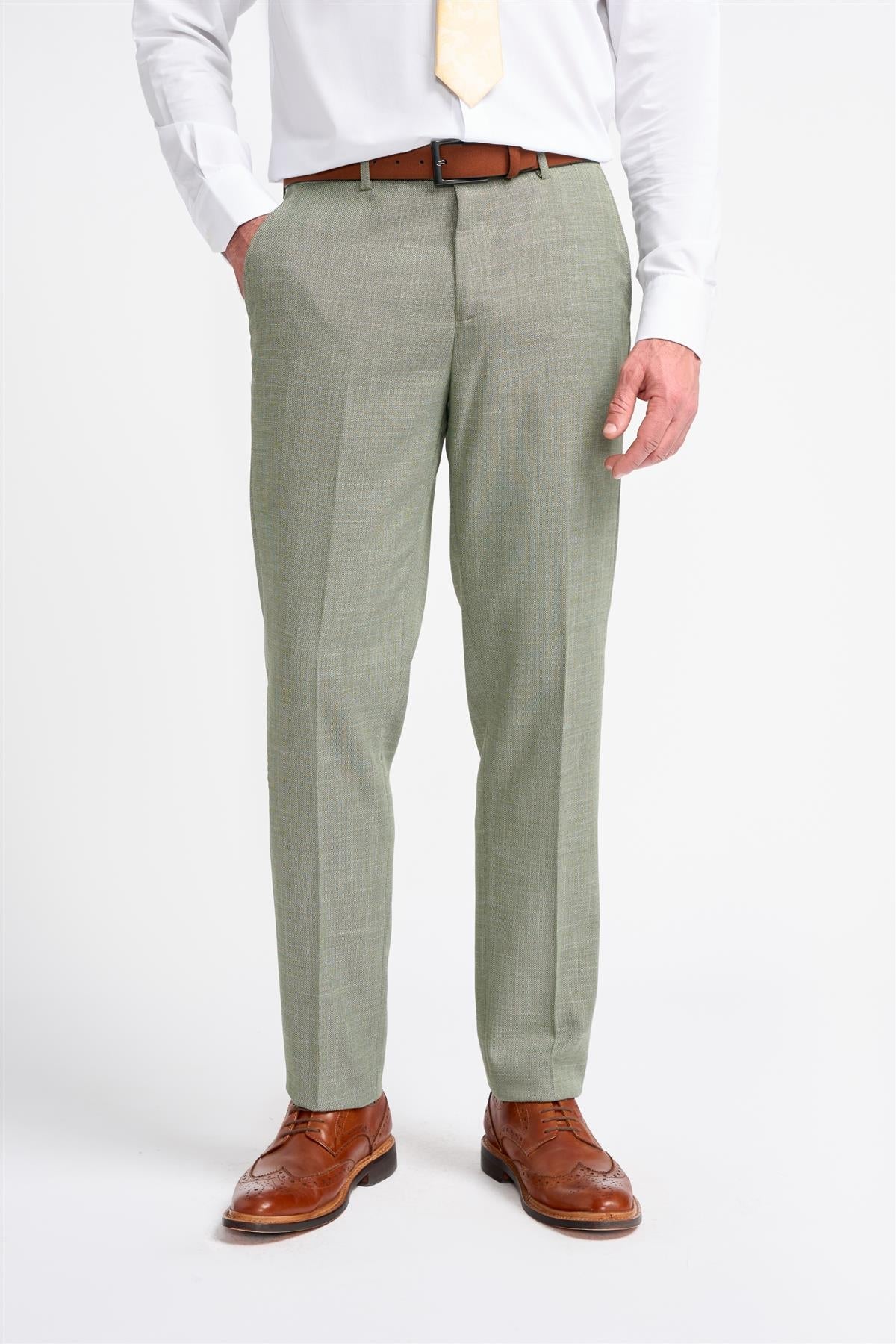 Miami - Pantalones de verano para hombre color verde salvia