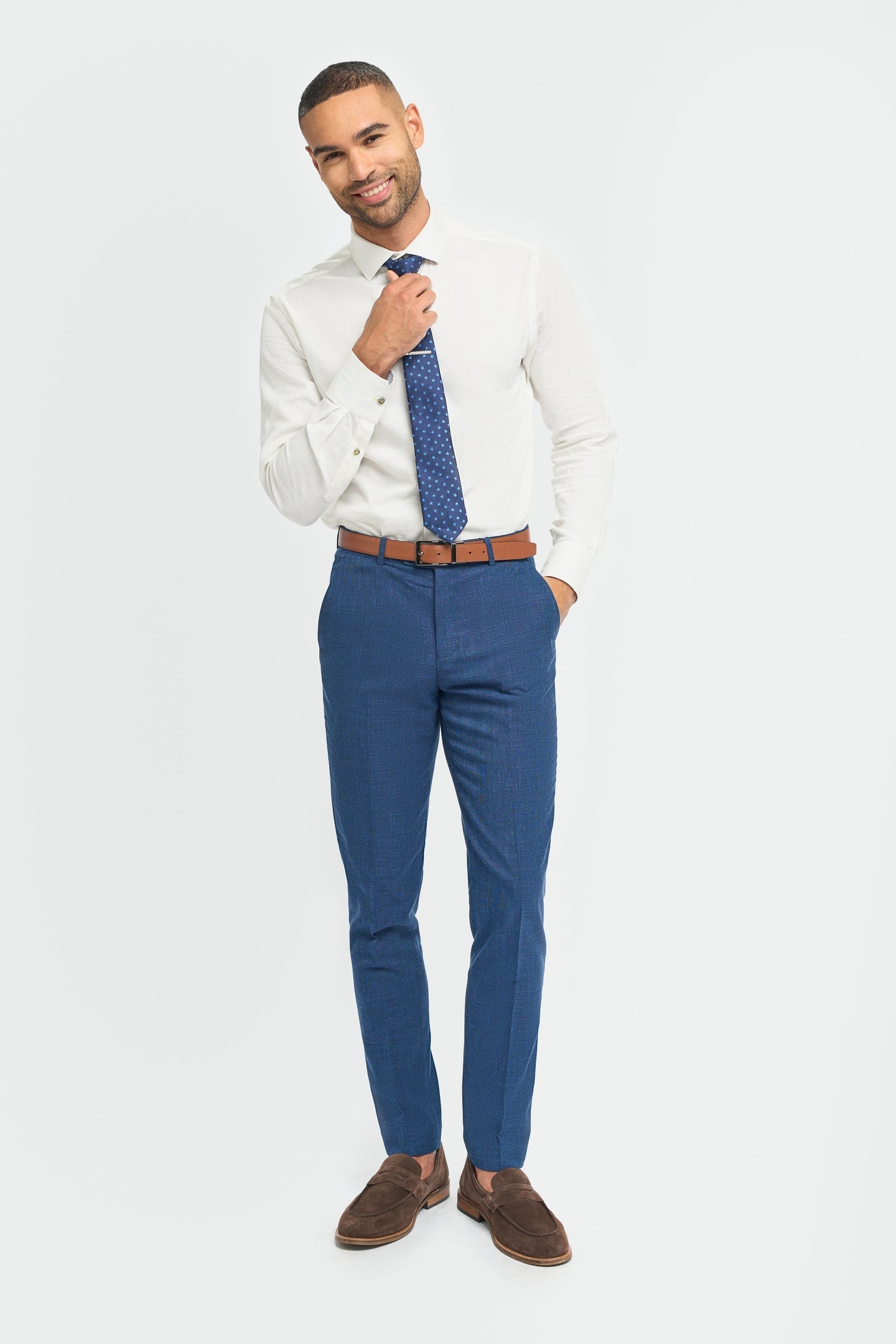 Miami - Pantalones azules de hombre con estampado de trama cruzada