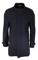 Abrigo largo de 3/4 para hombre, chaqueta negra con capucha extraíble, estilo casual elegante, invierno, lana cálida.