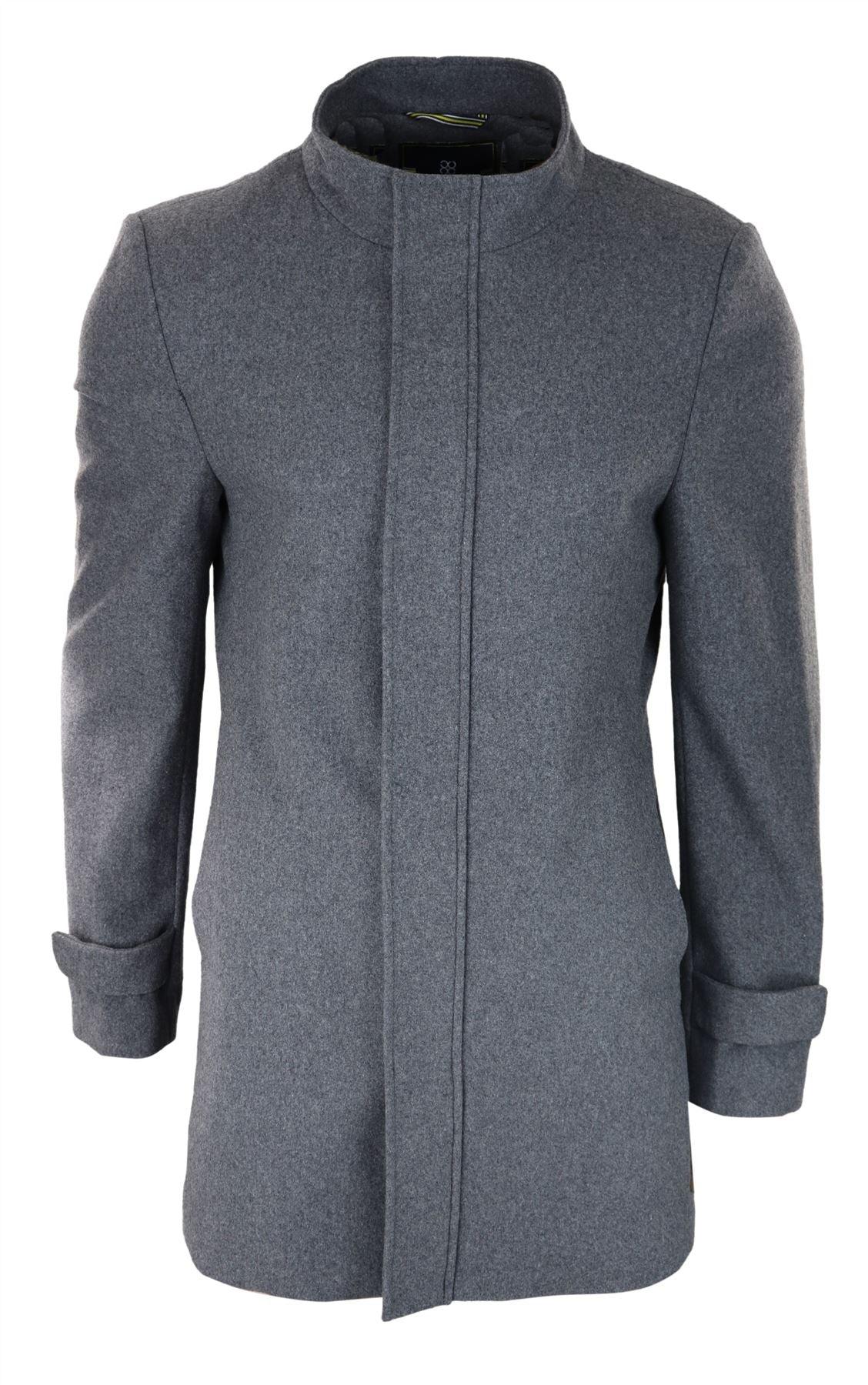 Abrigo largo de 3/4 para hombre, color gris, con capucha extraíble, estilo casual elegante, ideal para invierno, de lana cálida.