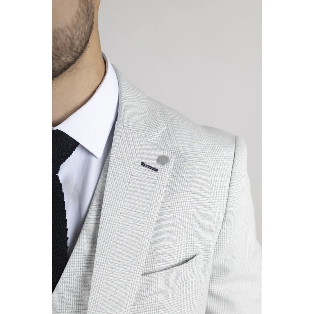 Miller - Blazer de corte entallado para hombre, estampado a cuadros grises