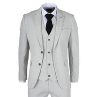Miller - Traje de tres piezas para hombre, de corte entallado, a cuadros grises