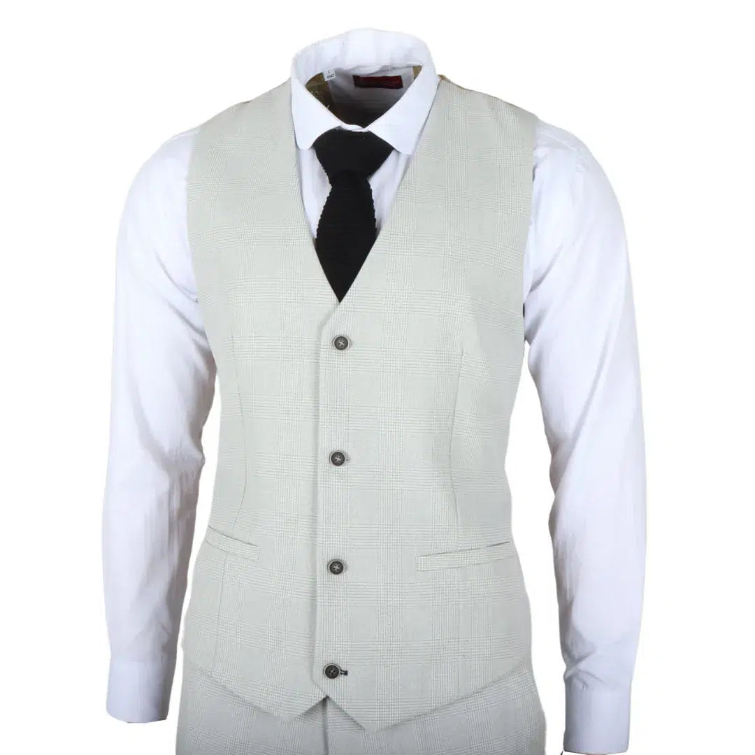 Miller - Traje de tres piezas para hombre, de corte entallado, a cuadros grises