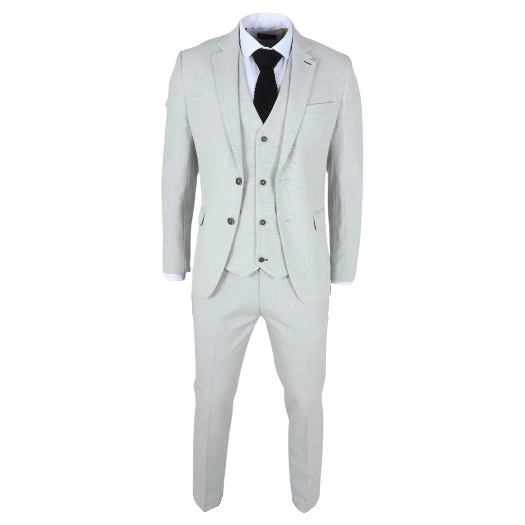 Miller - Traje de tres piezas para hombre, de corte entallado, a cuadros grises