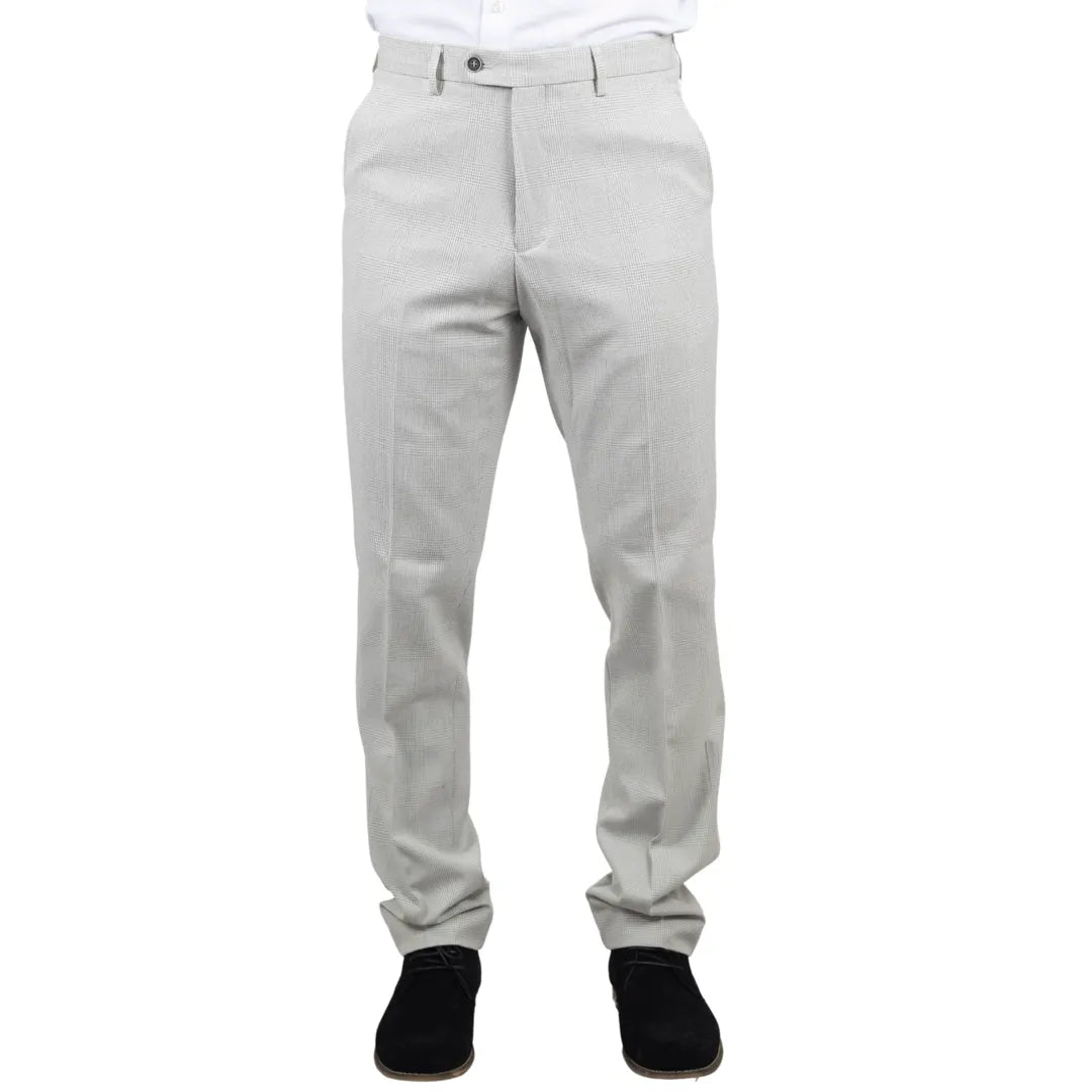 Miller - Pantalones formales grises a cuadros para hombre