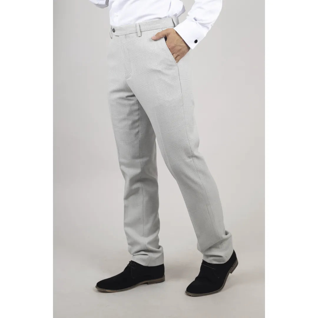 Miller - Pantalones formales grises a cuadros para hombre