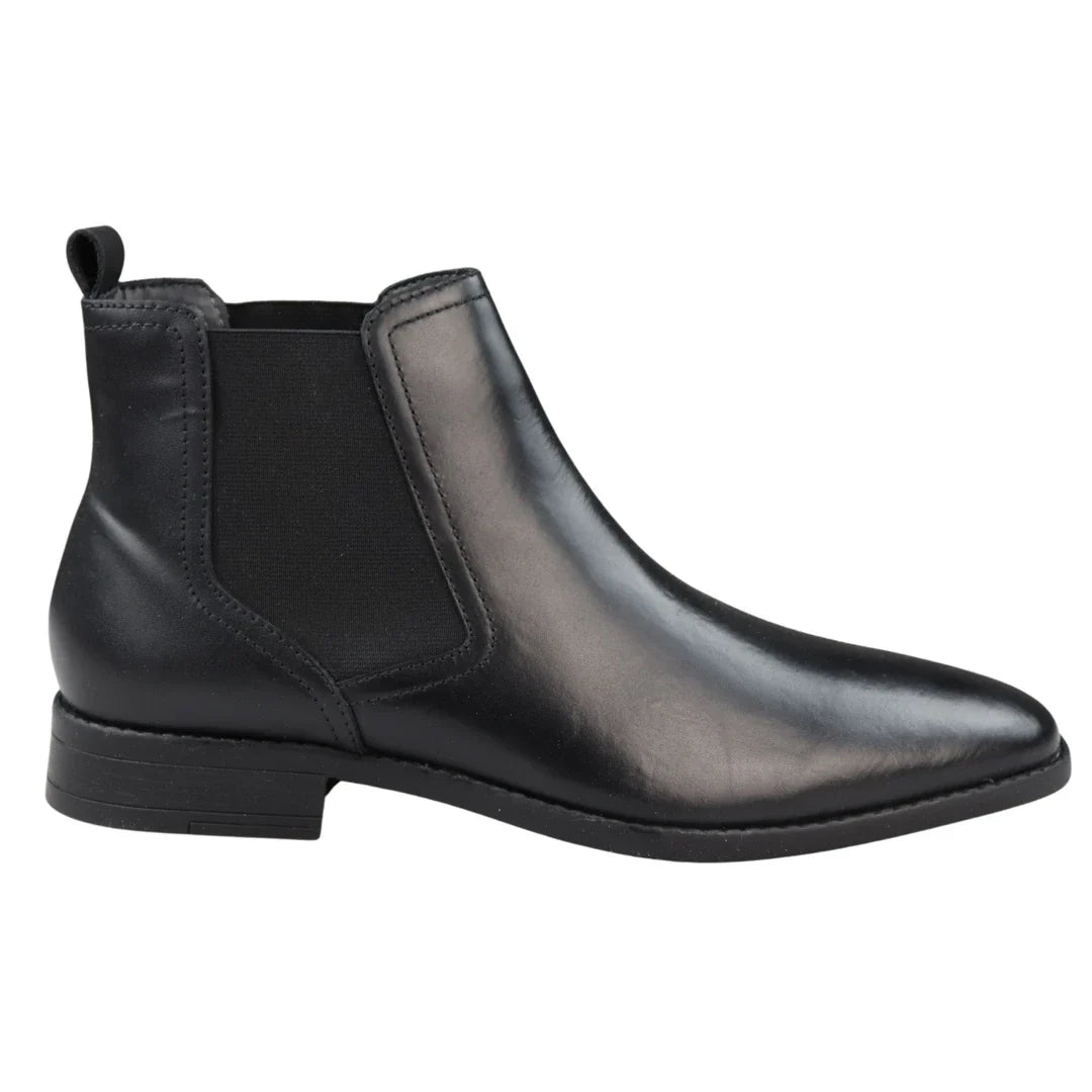 Botas Chelsea negras sin cordones para hombre, de piel auténtica, estilo casual elegante.