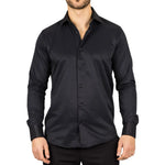 Camisa Oxford negra de hombre con doble puño
