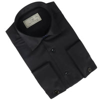 Camisa Oxford negra de hombre con doble puño