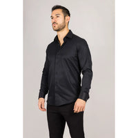 Camisa Oxford negra de hombre con doble puño