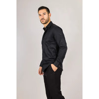 Camisa Oxford negra de hombre con doble puño