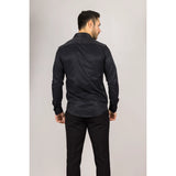 Camisa Oxford negra de hombre con doble puño