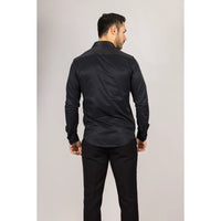 Camisa Oxford negra de hombre con doble puño
