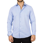 Camisa Oxford azul de hombre con doble puño
