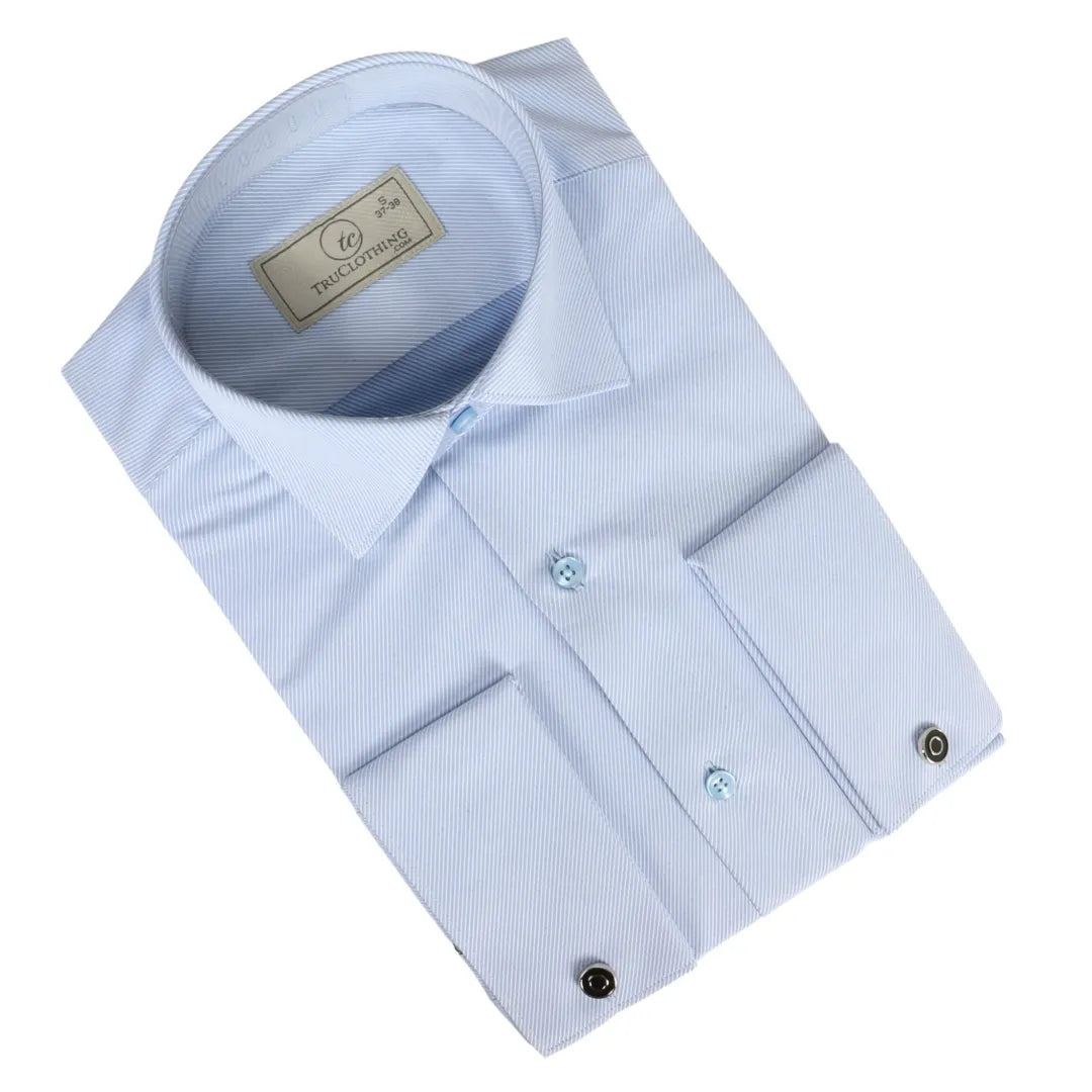Camisa Oxford azul de hombre con doble puño