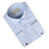 Camisa Oxford azul de hombre con doble puño