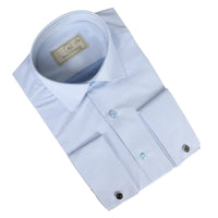 Camisa Oxford azul de hombre con doble puño