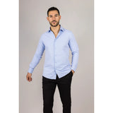 Camisa Oxford azul de hombre con doble puño