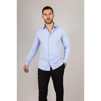 Camisa Oxford azul de hombre con doble puño