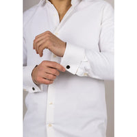 Camisa Oxford de hombre color crema con doble puño