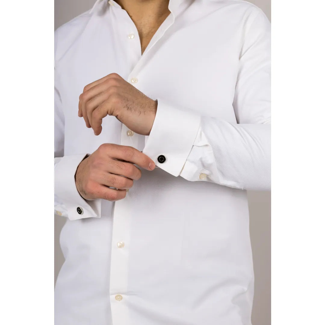 Camisa Oxford de hombre color crema con doble puño
