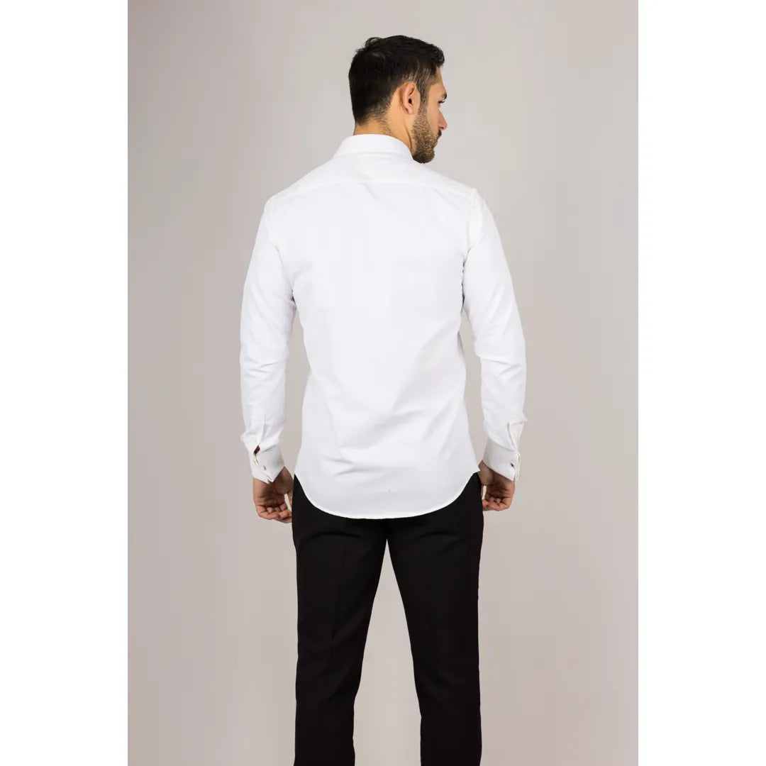 Camisa Oxford de hombre color crema con doble puño
