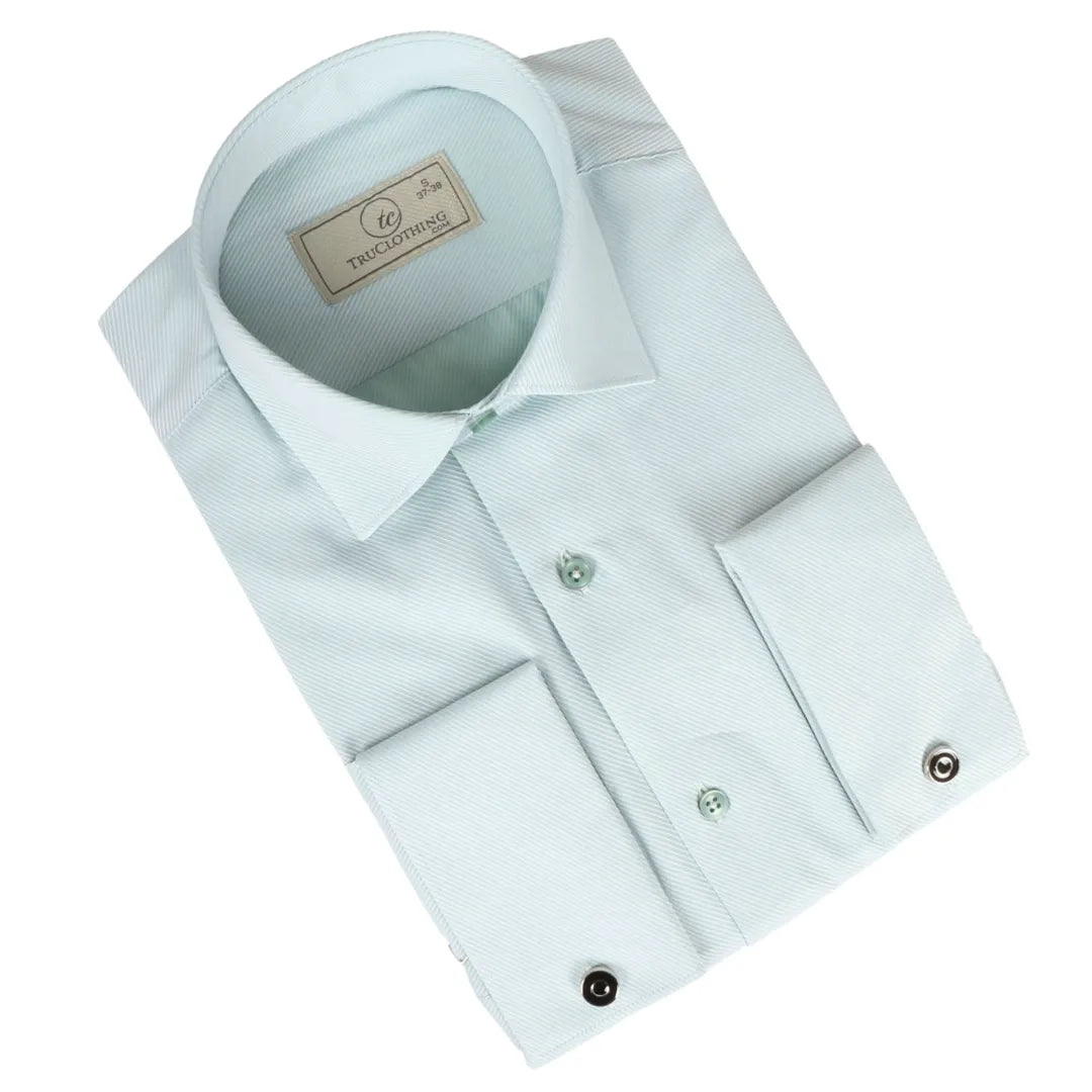 Camisa Oxford verde de doble puño para hombre
