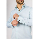 Camisa Oxford verde de doble puño para hombre
