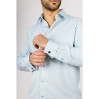 Camisa Oxford verde de doble puño para hombre