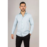 Camisa Oxford verde de doble puño para hombre