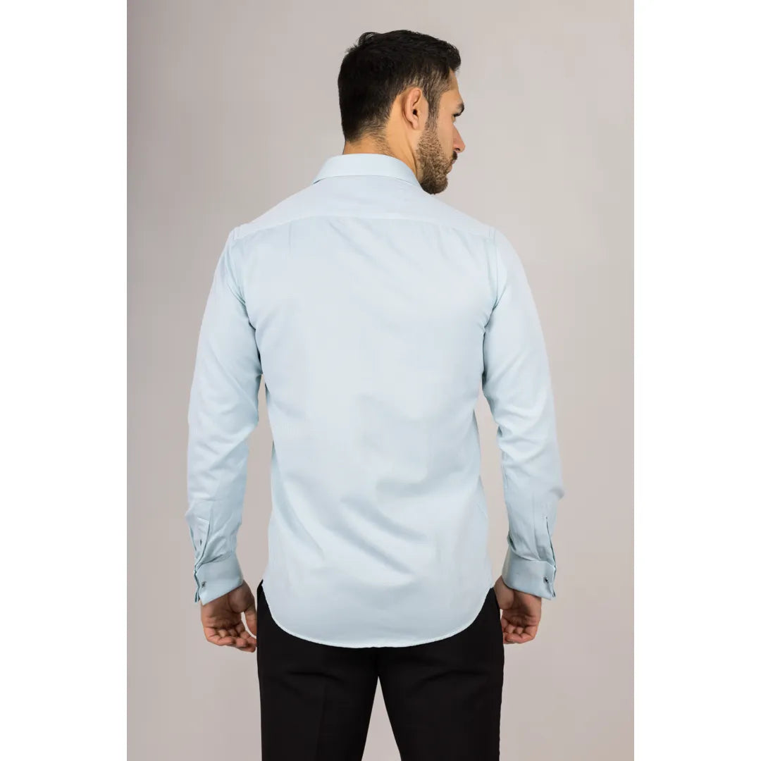 Camisa Oxford verde de doble puño para hombre