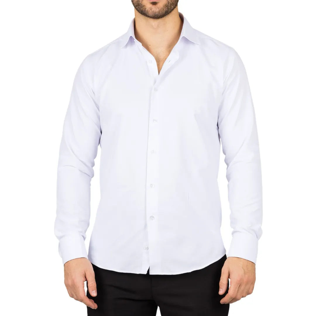 Camisa Oxford blanca de hombre con doble puño