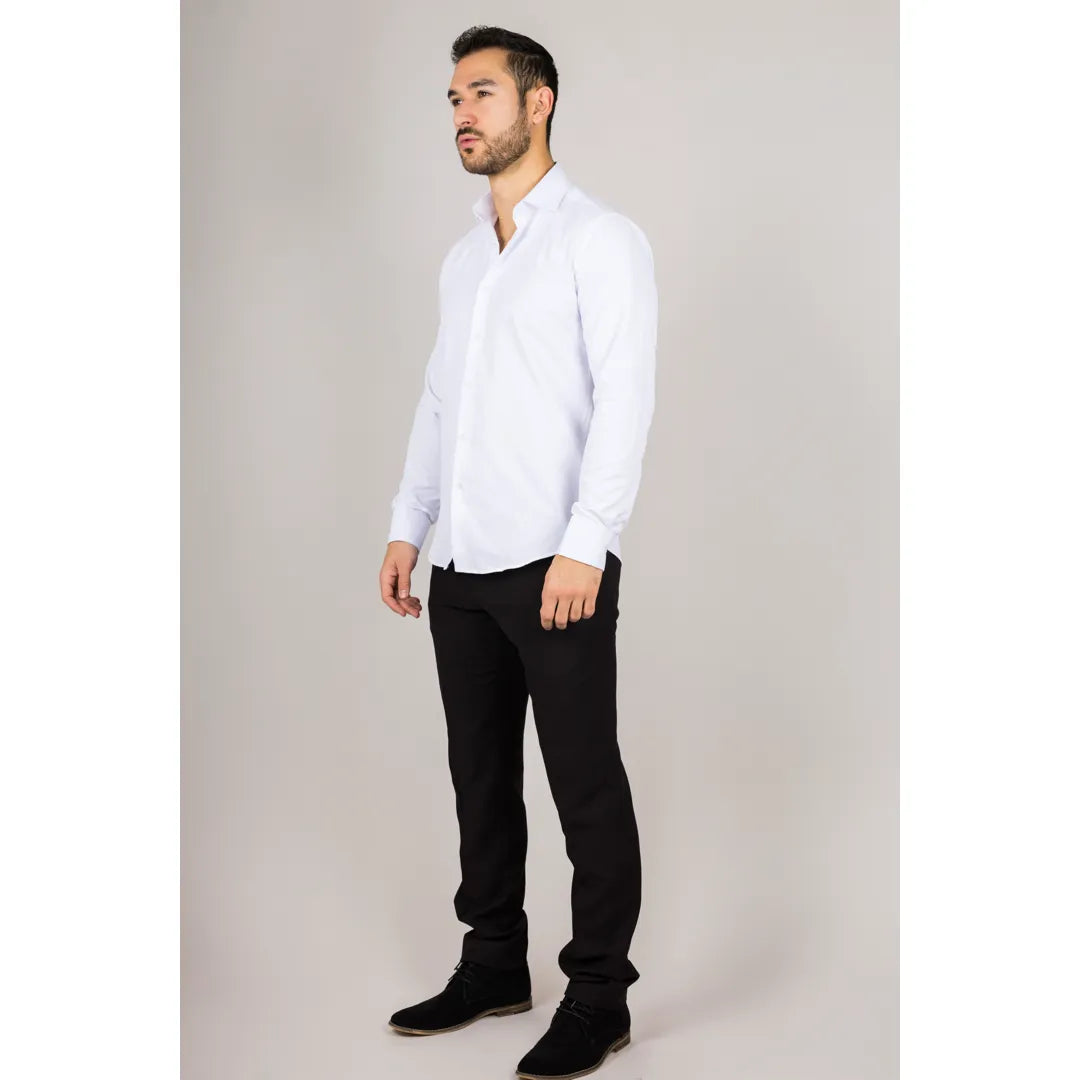 Camisa Oxford blanca de hombre con doble puño