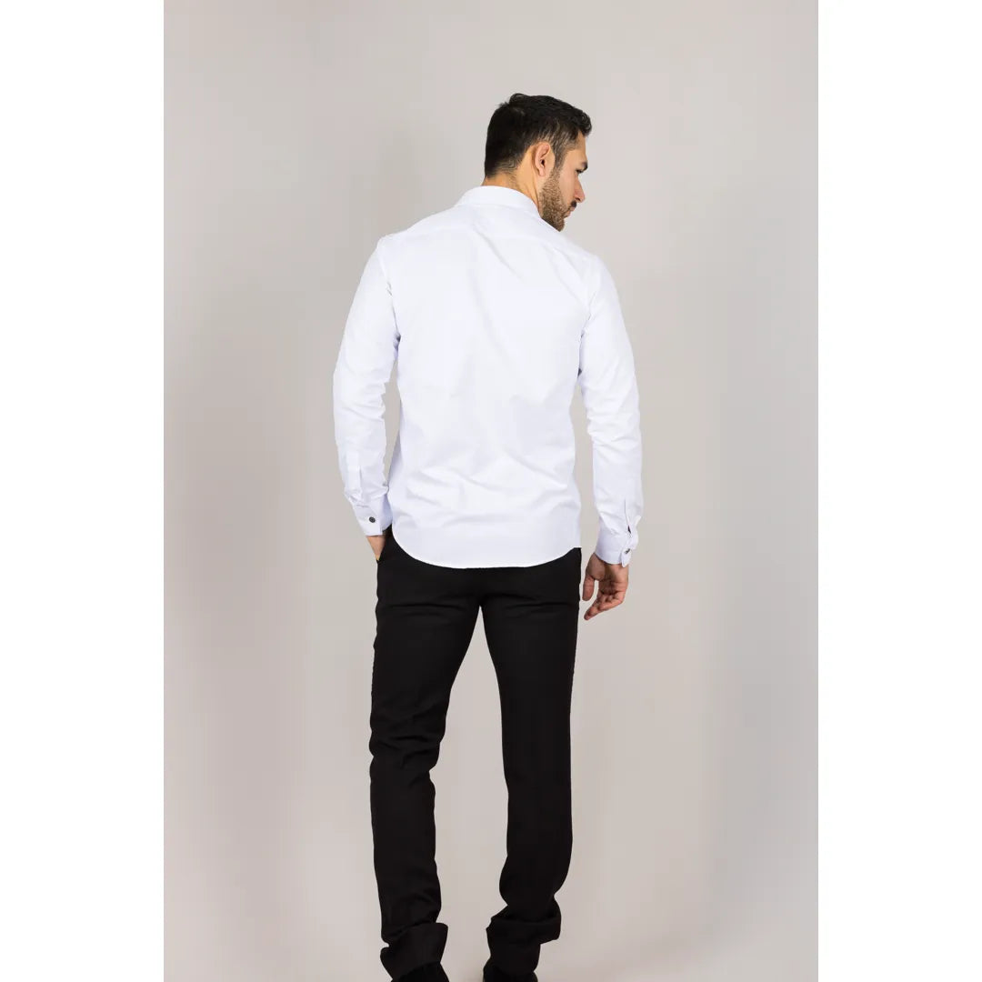 Camisa Oxford blanca de hombre con doble puño