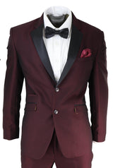 Traje de esmoquin para hombre color vino
